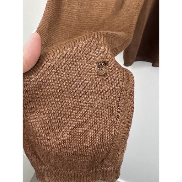 Burberry London Women Brown Flax Linen Knit Pullover Sweater Sz M Flawed Preppy - Picture 7 of 16